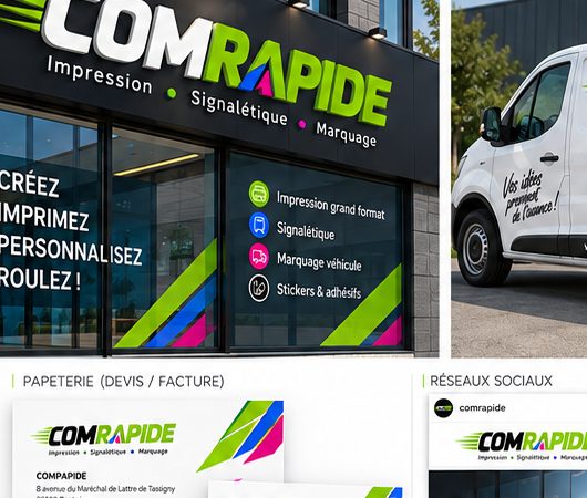 Enseigne et signalétique de façade commerciale